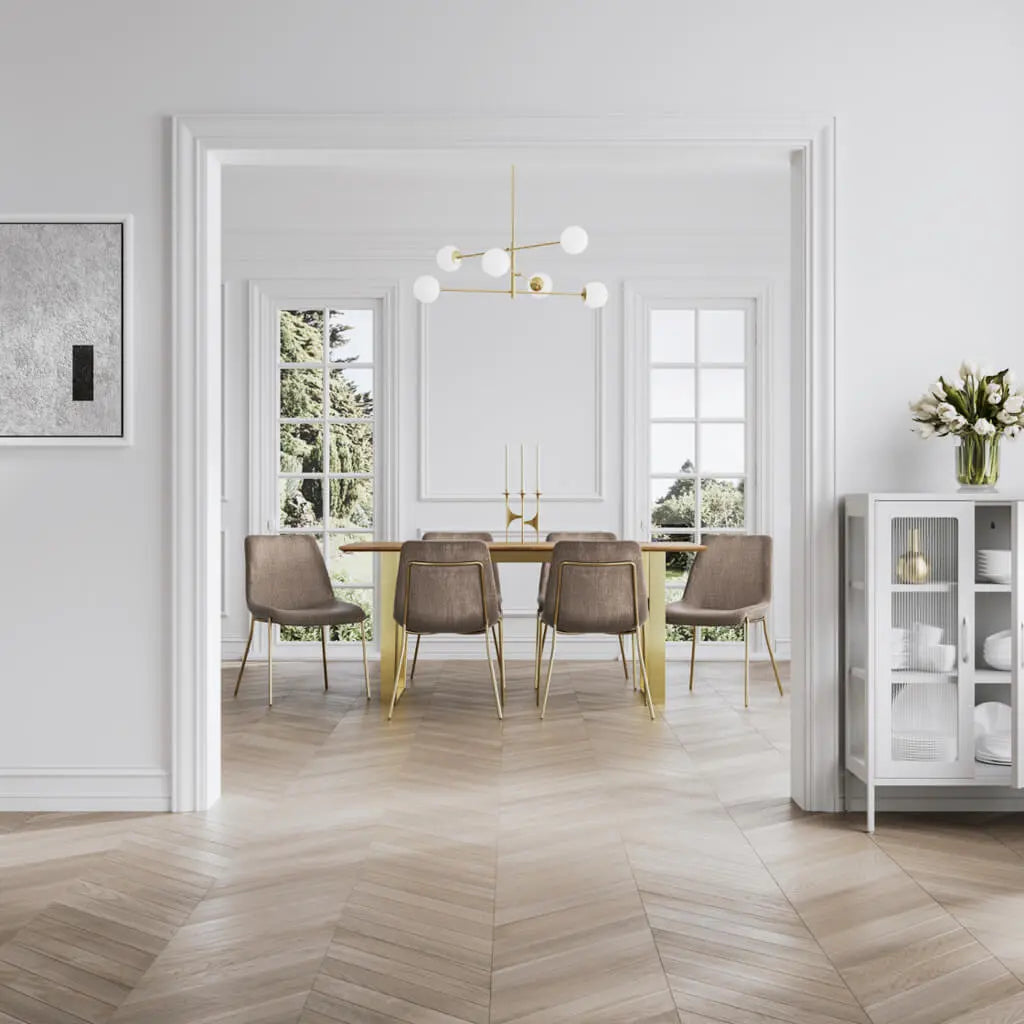 Carlo Taupe and Gold Dining Chair   Nicholas John Interiors