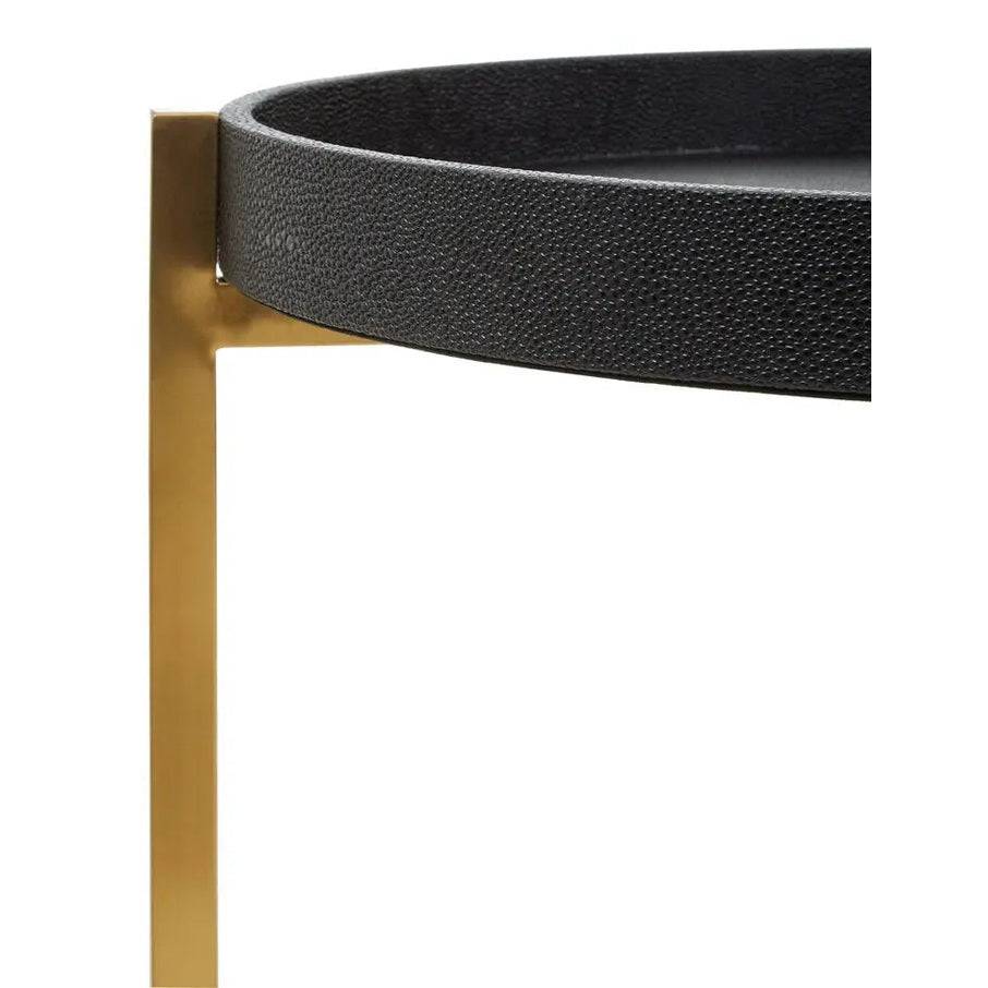 Carvona Set Of Two Black Faux Shagreen Tray Tables   Nicholas John Interiors