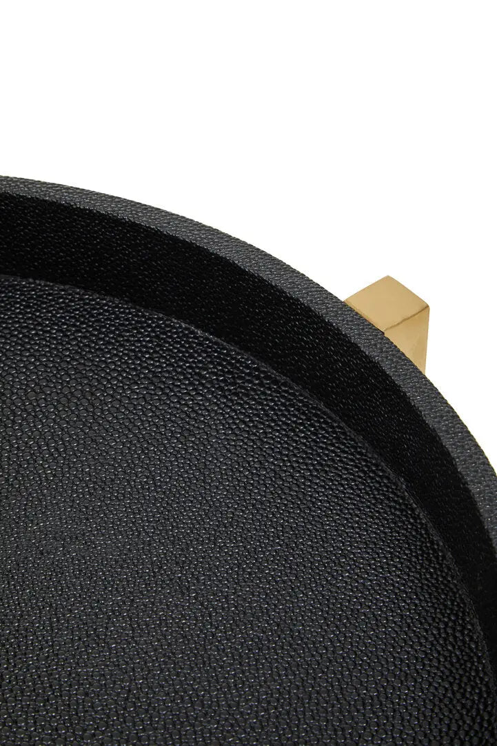 Carvona Set Of Two Black Faux Shagreen Tray Tables   Nicholas John Interiors