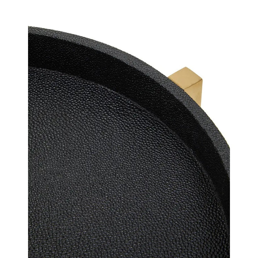 Carvona Set Of Two Black Faux Shagreen Tray Tables   Nicholas John Interiors