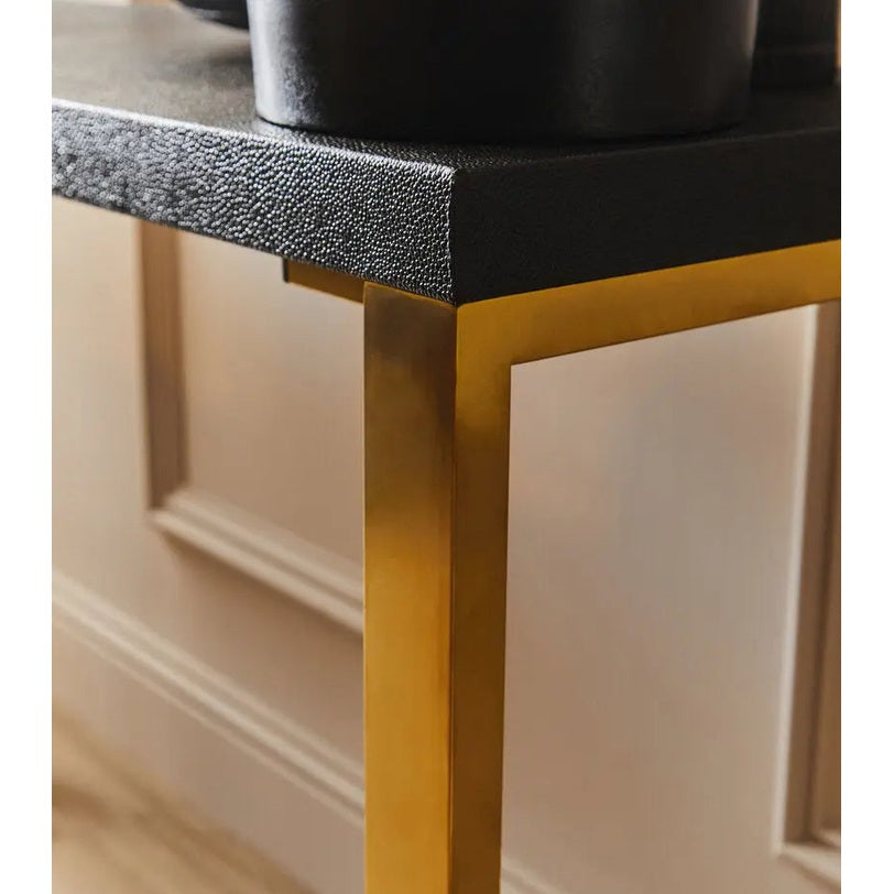 Carvona Set Of Two Black Shagreen Effect Console Tables   Nicholas John Interiors