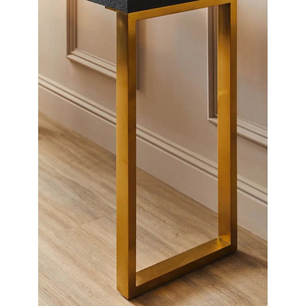 Carvona Set Of Two Black Shagreen Effect Console Tables   Nicholas John Interiors