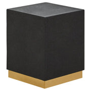 Carvona Square Black Shagreen Effect Side Table and Stool   Nicholas John Interiors