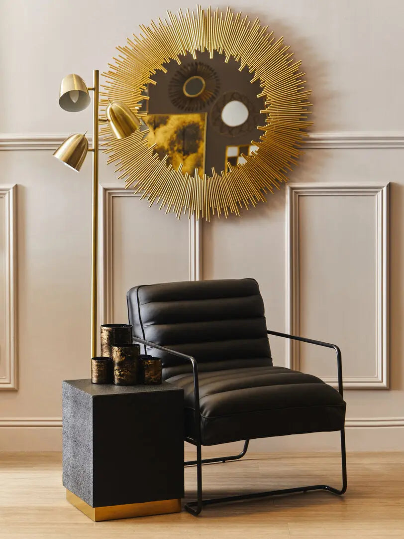 Carvona Square Black Shagreen Effect Side Table and Stool   Nicholas John Interiors