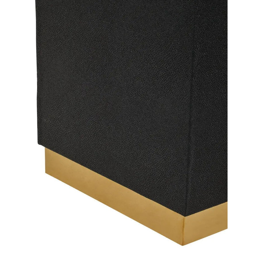 Carvona Square Black Shagreen Effect Side Table and Stool   Nicholas John Interiors