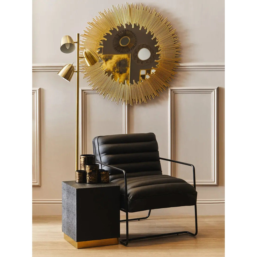 Carvona Square Black Shagreen Effect Side Table and Stool   Nicholas John Interiors