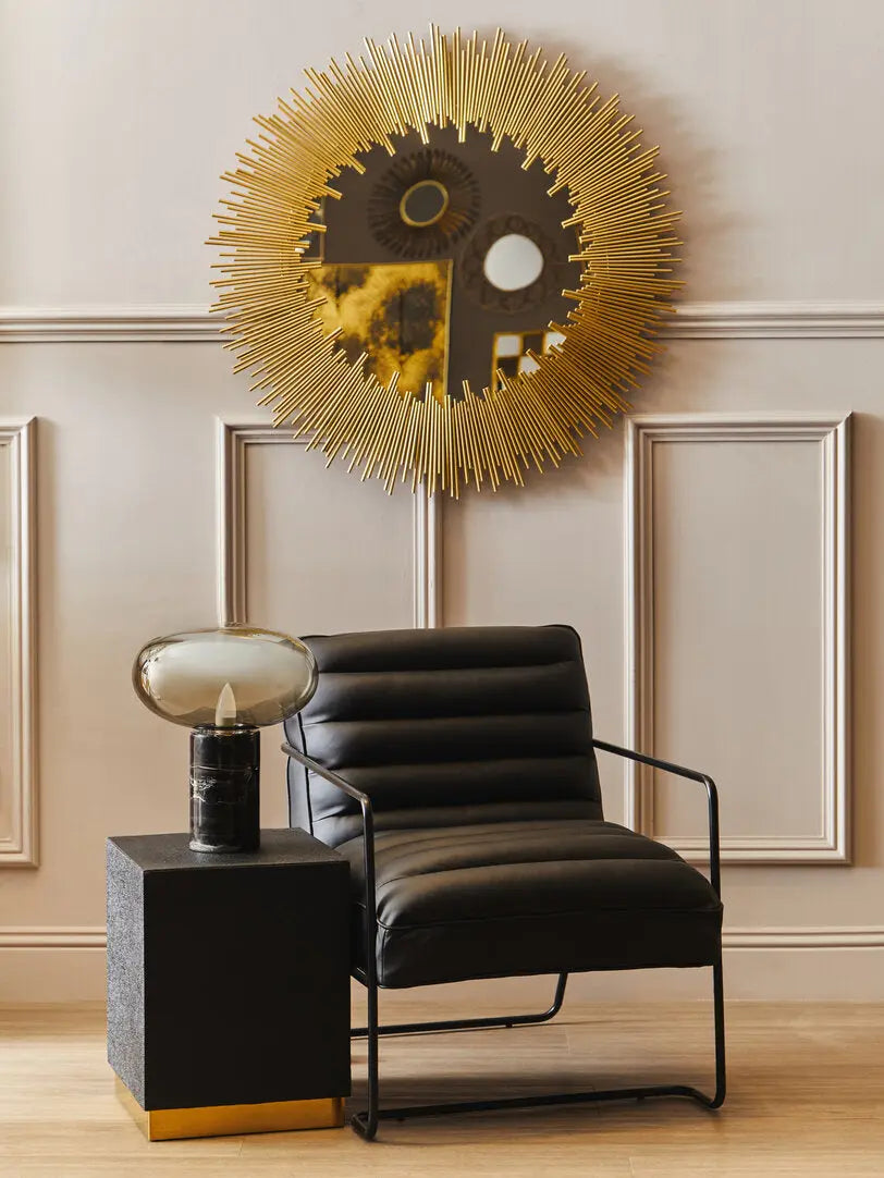 Carvona Square Black Shagreen Effect Side Table and Stool   Nicholas John Interiors