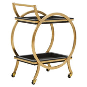 Carvona Two Tier Black Faux Shagreen Serving Trolley   Nicholas John Interiors