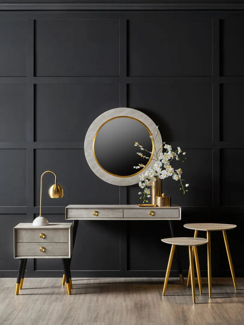 Casio Set Of Two Shagreen Tables   Nicholas John Interiors