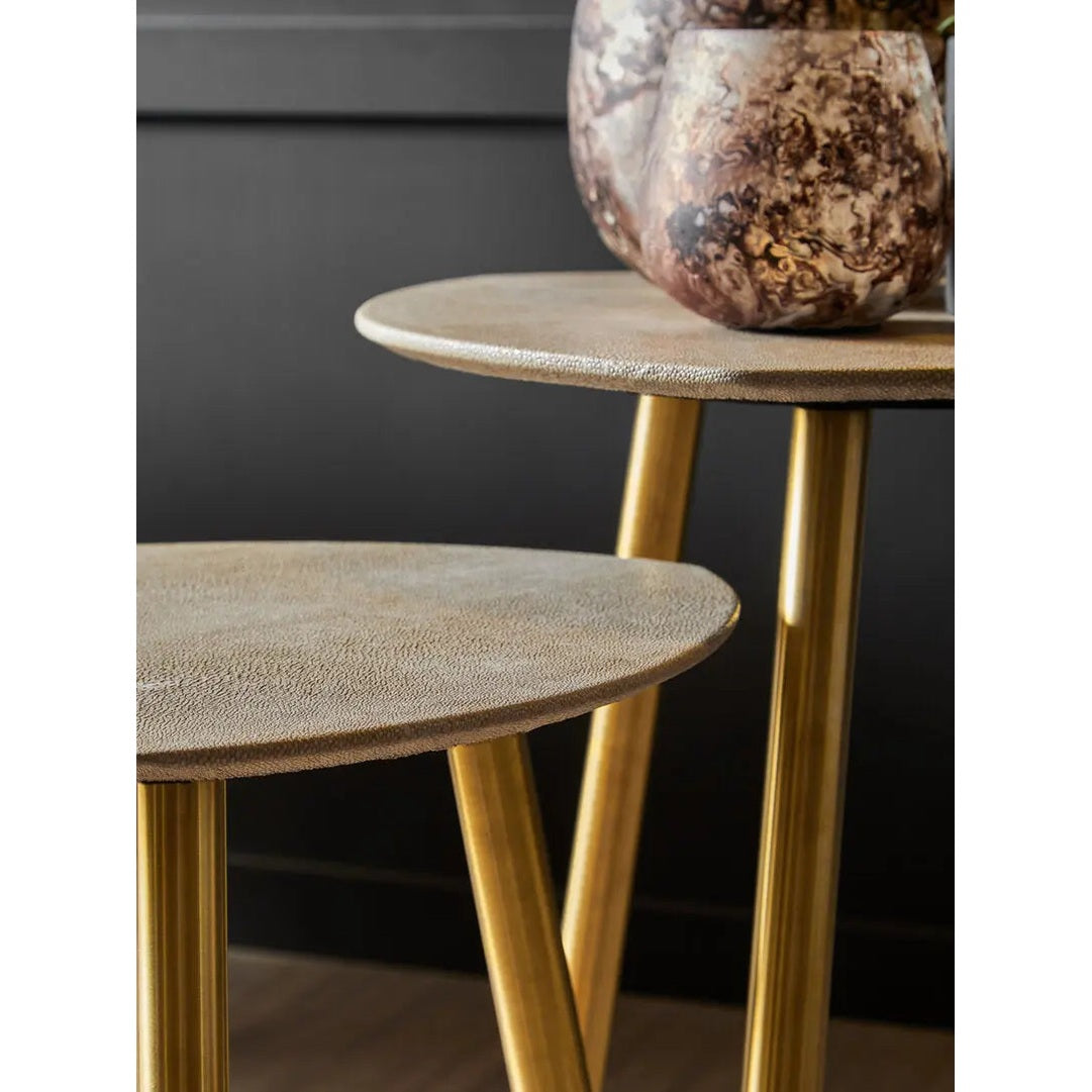 Casio Set Of Two Shagreen Tables   Nicholas John Interiors