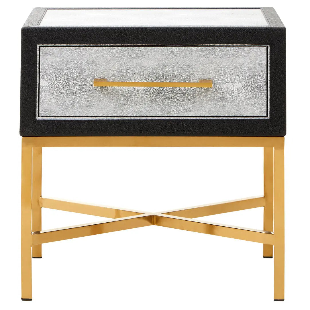 Caviz 1 Drawer Shagreen Side Table   Nicholas John Interiors