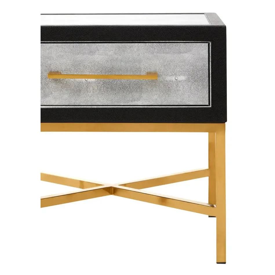 Caviz 1 Drawer Shagreen Side Table   Nicholas John Interiors