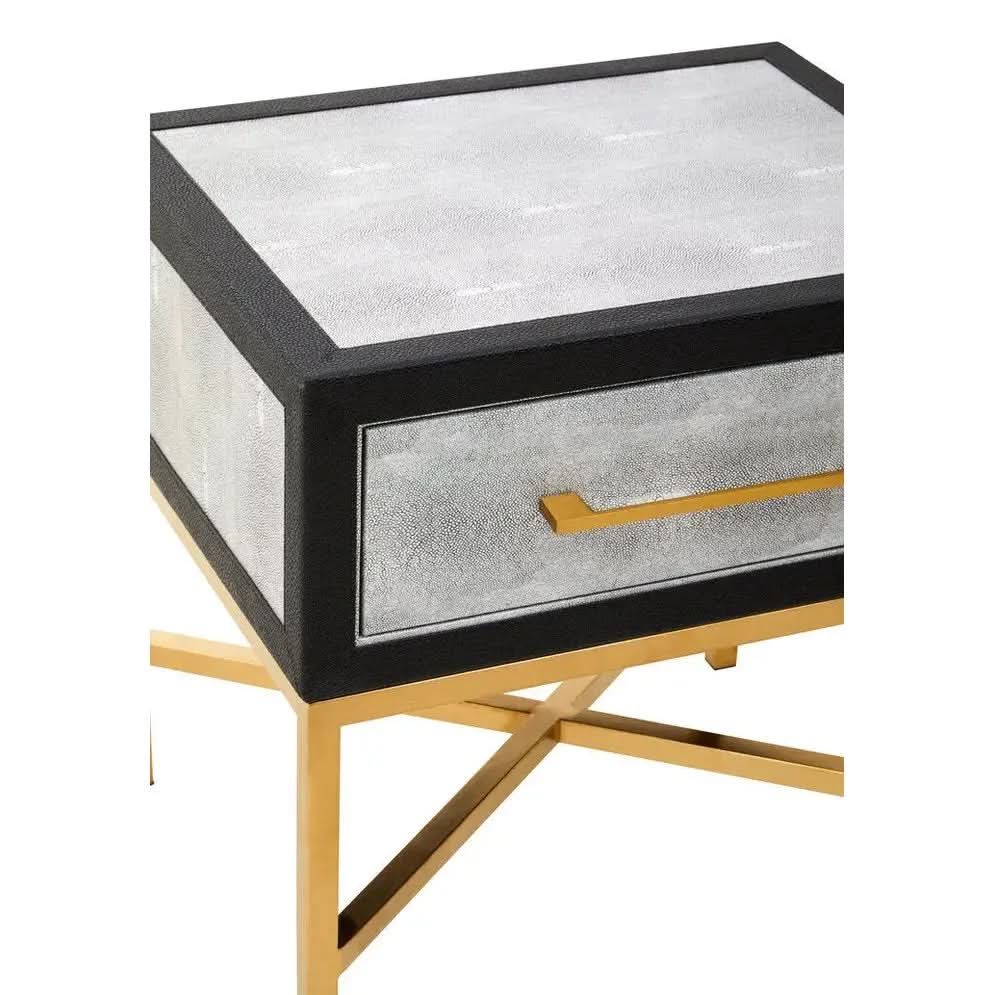 Caviz 1 Drawer Shagreen Side Table   Nicholas John Interiors