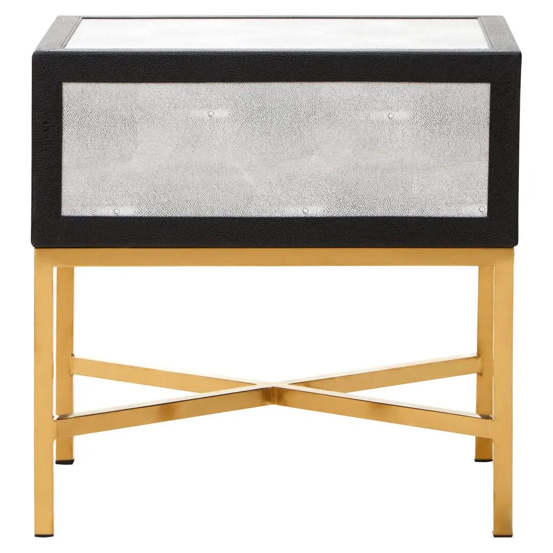 Caviz 1 Drawer Shagreen Side Table   Nicholas John Interiors