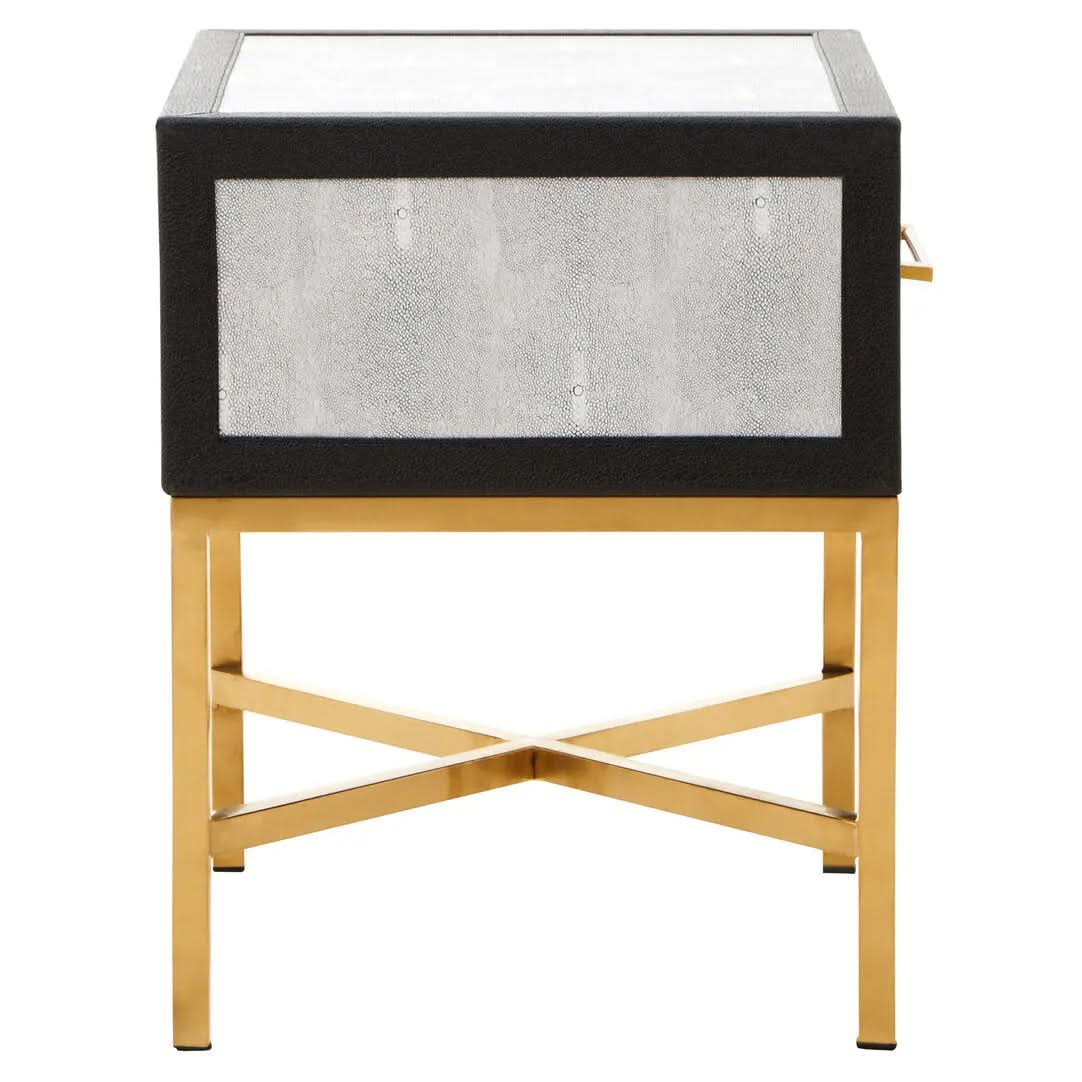 Caviz 1 Drawer Shagreen Side Table   Nicholas John Interiors
