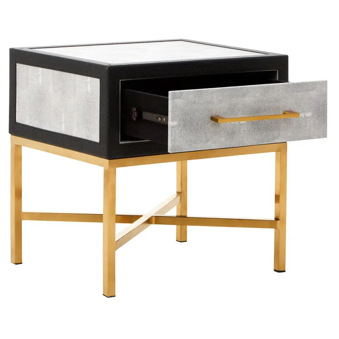 Caviz 1 Drawer Shagreen Side Table   Nicholas John Interiors