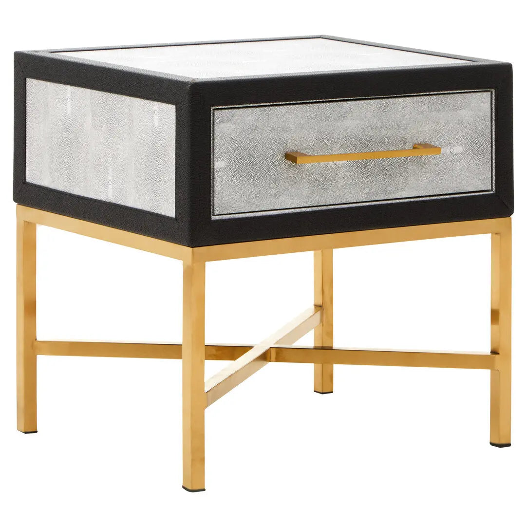 Caviz 1 Drawer Shagreen Side Table   Nicholas John Interiors