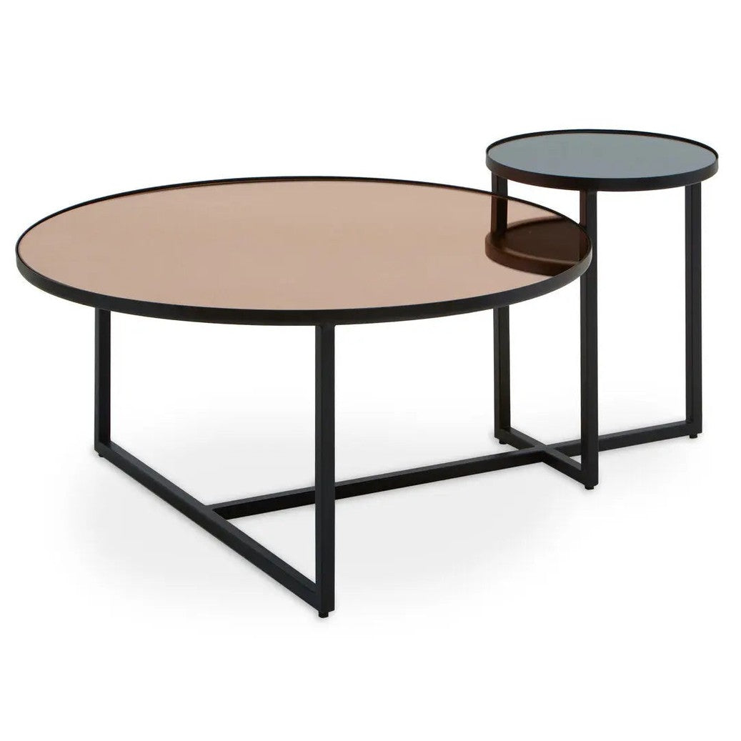Cendre Smoked Mirror 2 Tier Coffee Table   Nicholas John Interiors