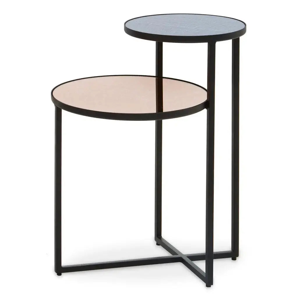 Cendre Smoked Mirror 2 Tier Side Table   Nicholas John Interiors
