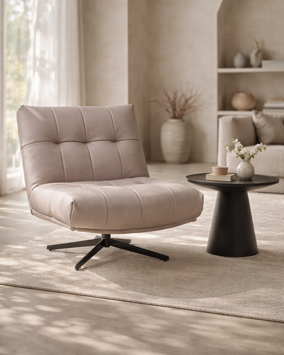 Cesola Swivel Chair - Fawn   Nicholas John Interiors