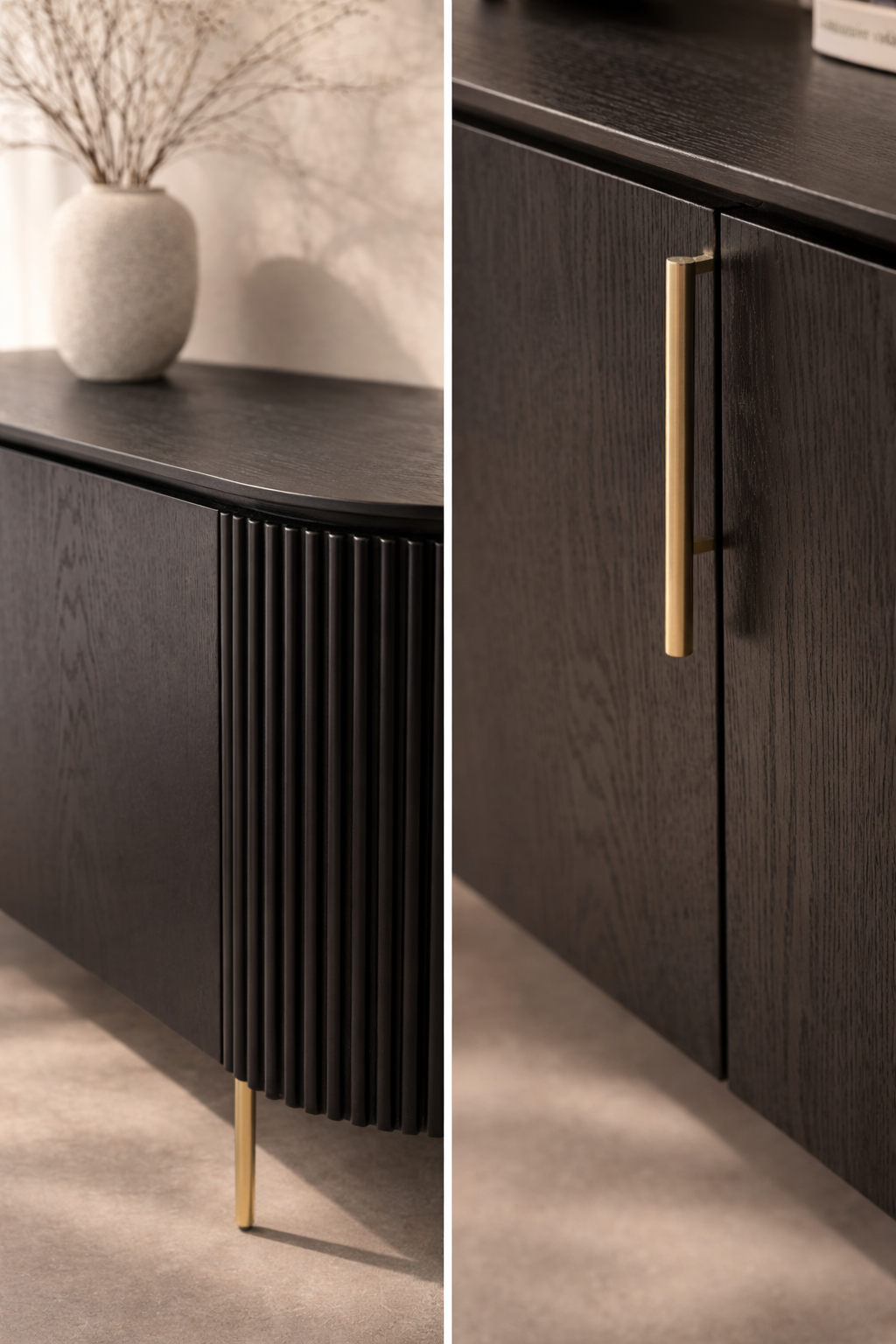 Tommy Franks Lantine Buffet in Black Oak & Brass   Nicholas John Interiors