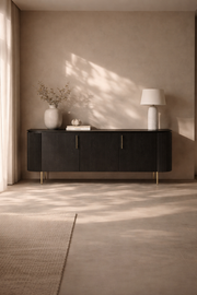 Tommy Franks Lantine Buffet in Black Oak & Brass   Nicholas John Interiors