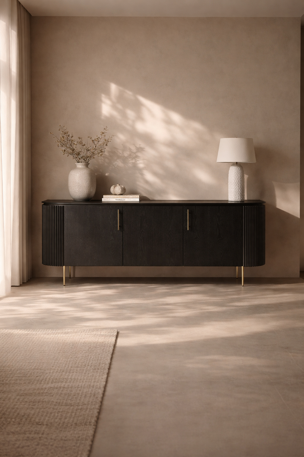 Tommy Franks Lantine Buffet in Black Oak & Brass   Nicholas John Interiors