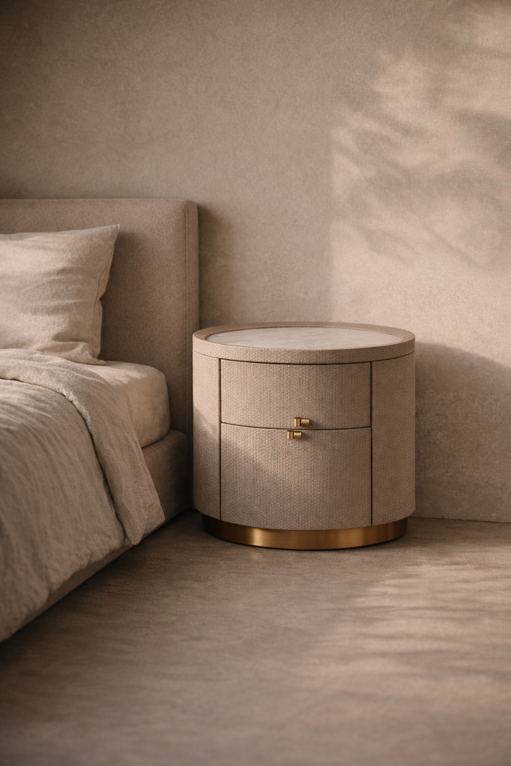 Ritz Bedside Table - White Marble   Nicholas John Interiors