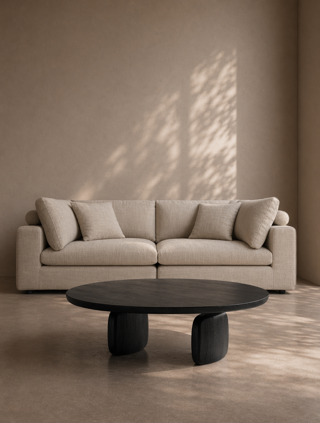Underline Round Coffee Table - Black Oak   Nicholas John Interiors