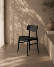 Tommy Franks Mono Solid Oak Dining Chair - Matte Black   Nicholas John Interiors