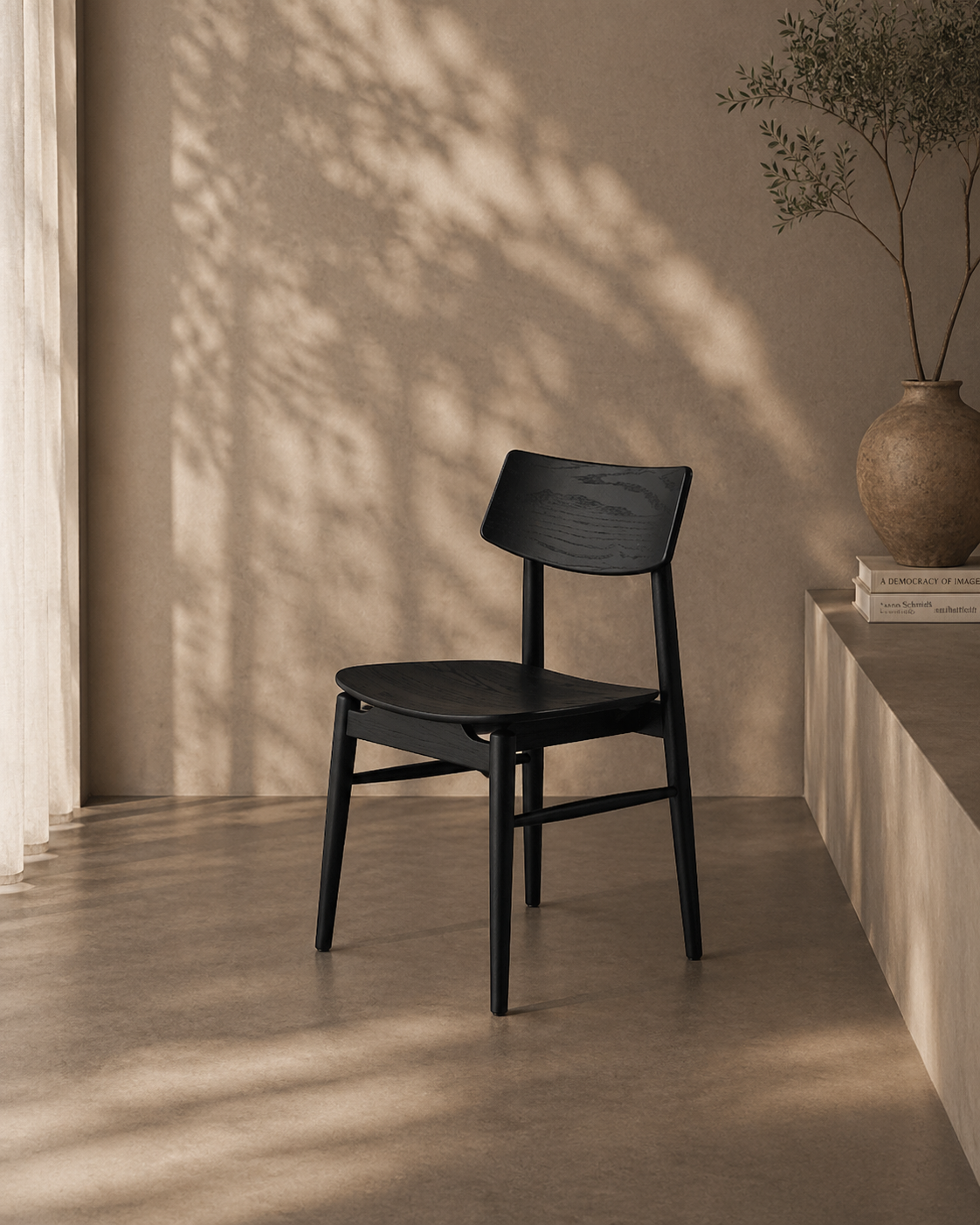 Tommy Franks Mono Solid Oak Dining Chair - Matte Black   Nicholas John Interiors