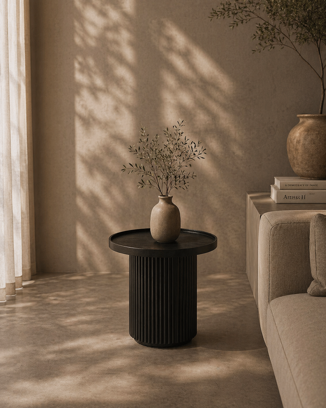 Tommy Franks Lincoln Side Table in Matte Black   Nicholas John Interiors