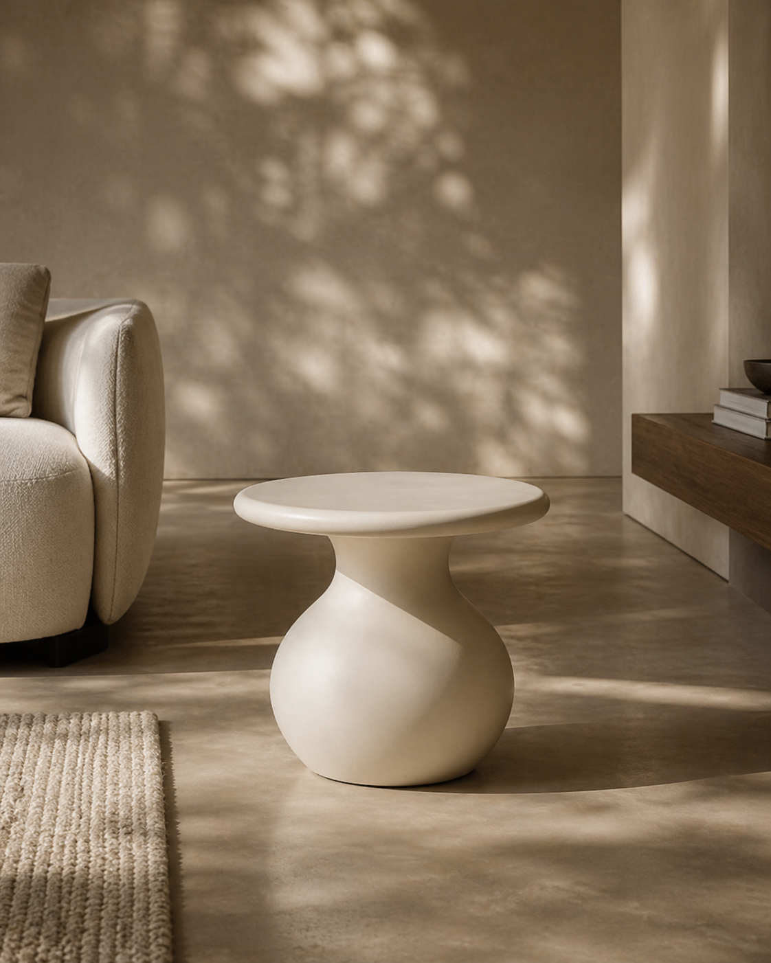 Tommy Franks Rolo Side Table - Matte Beige   Nicholas John Interiors