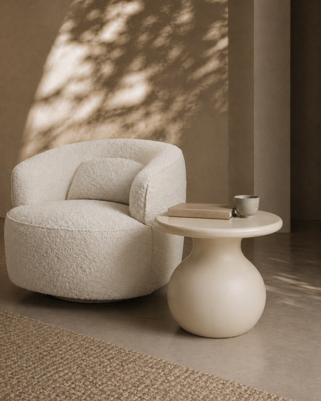 Tommy Franks Rolo Side Table - Matte Beige   Nicholas John Interiors