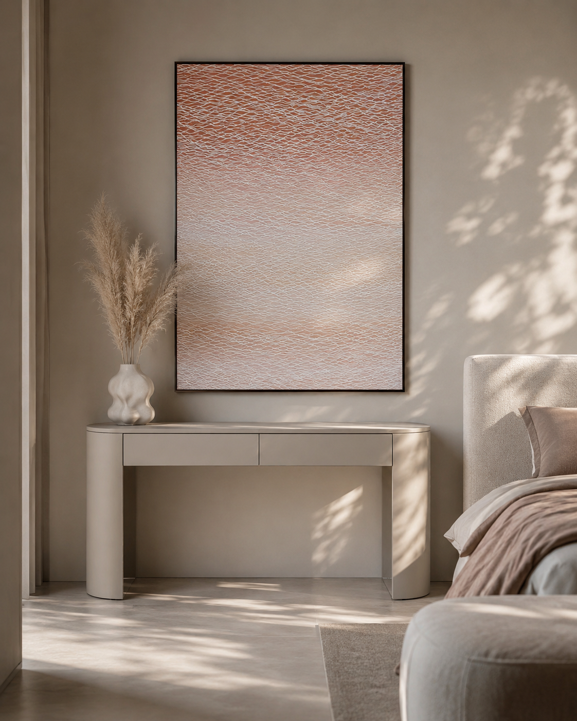Oakura Console - Matte Beige   Nicholas John Interiors