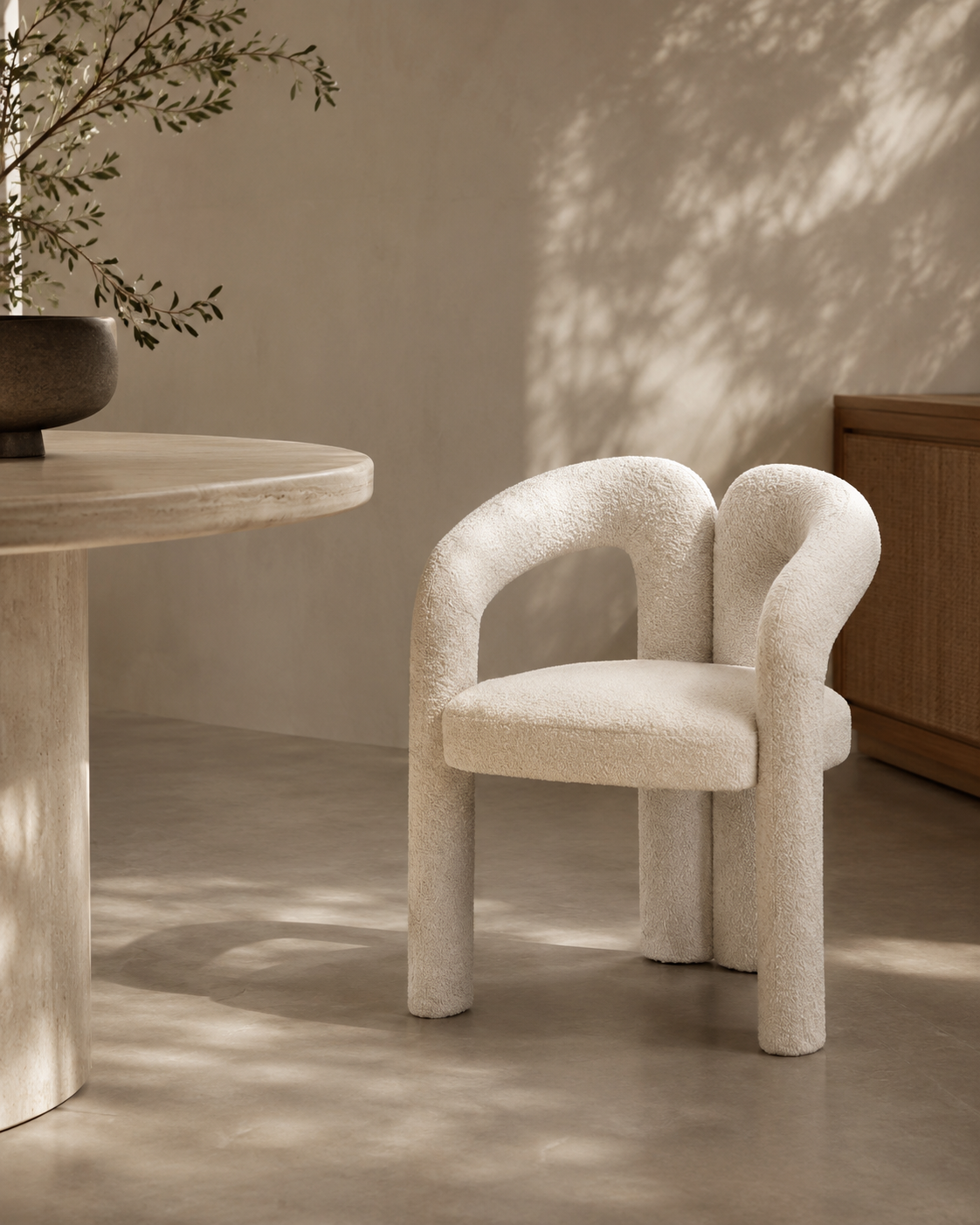 Tommy Franks Mavis Dining Chair in Chex Polar Bouclé   Nicholas John Interiors