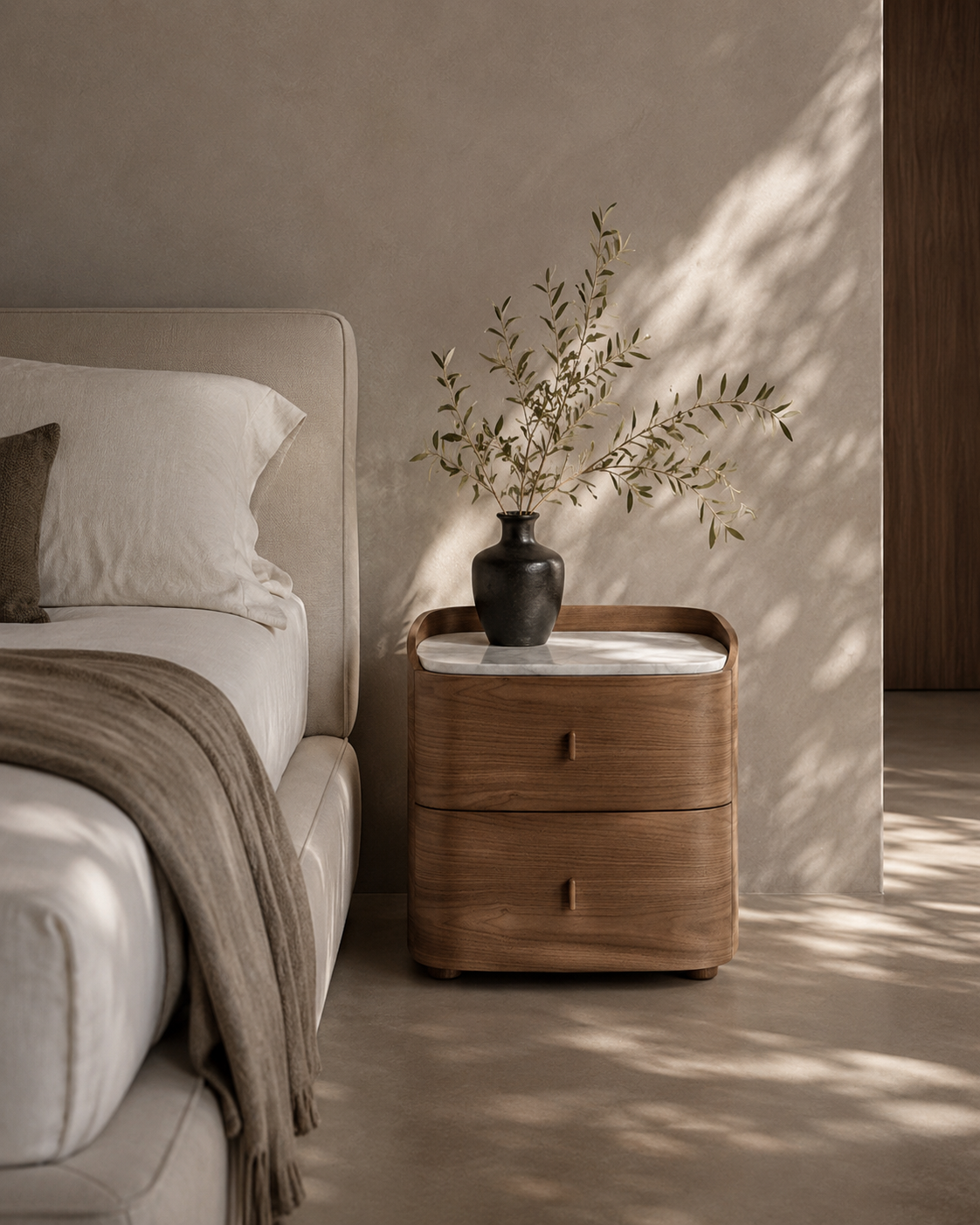 Tommy Franks Vertu Bedside Table - Walnut