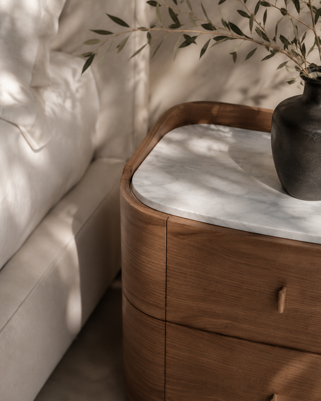 Tommy Franks Vertu Bedside Table - Walnut