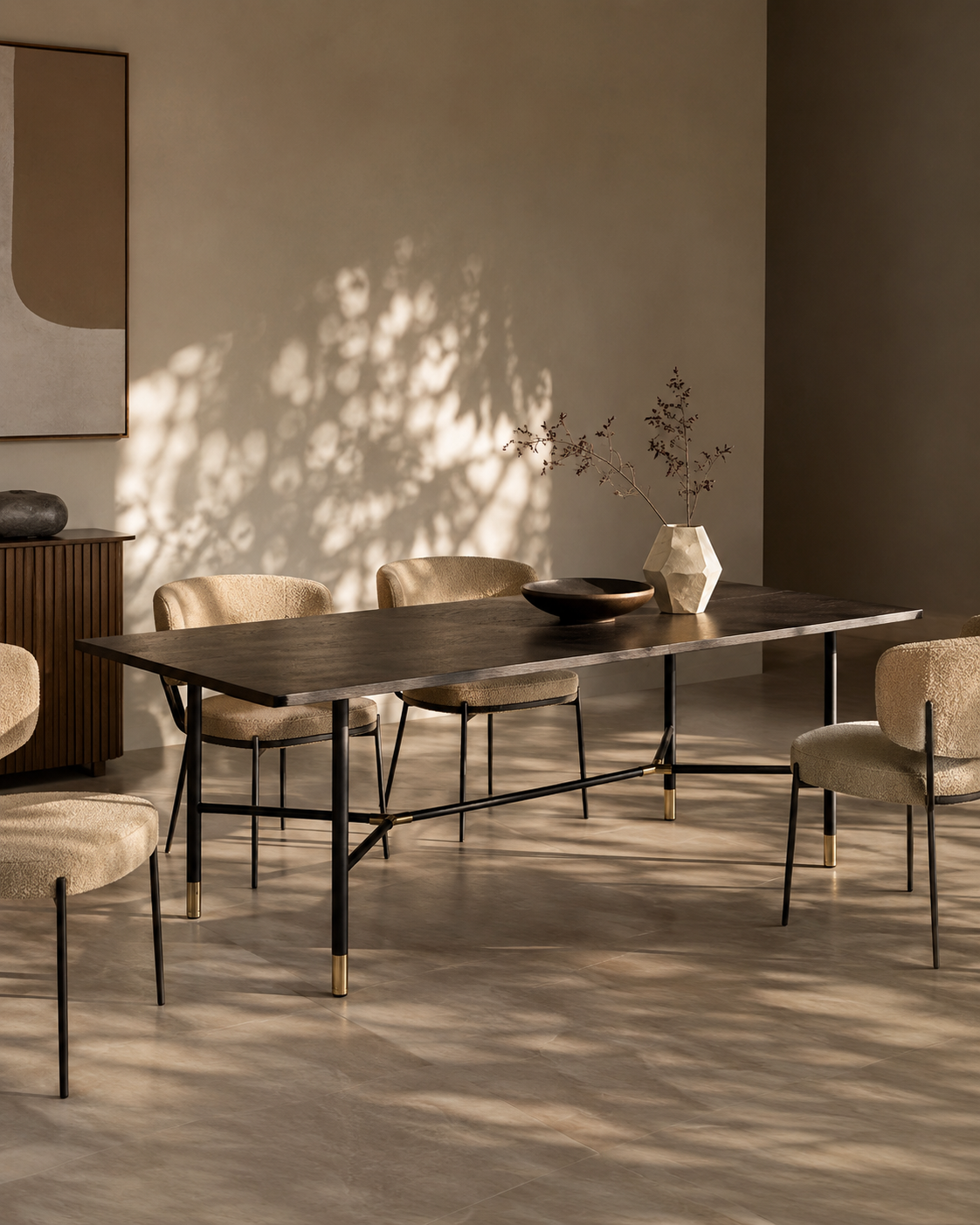 Tommy Franks Bofo 180cm Dining Table in Black Oak   Nicholas John Interiors