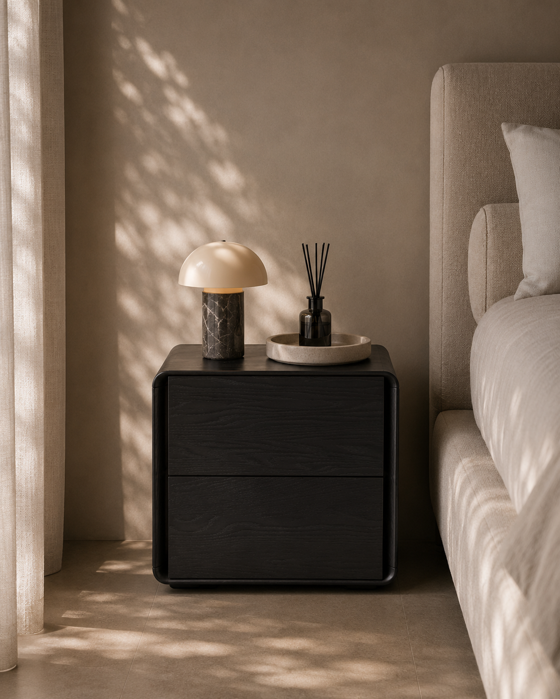 Kota Bedside - Smoke Oak   Nicholas John Interiors