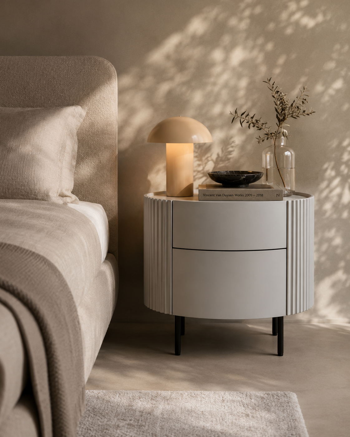 Lantine Bedside - Light Grey   Nicholas John Interiors
