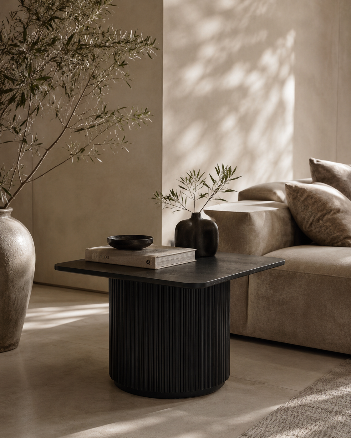 Tommy Franks Lantine Side Table in Black Oak & Lacquer   Nicholas John Interiors