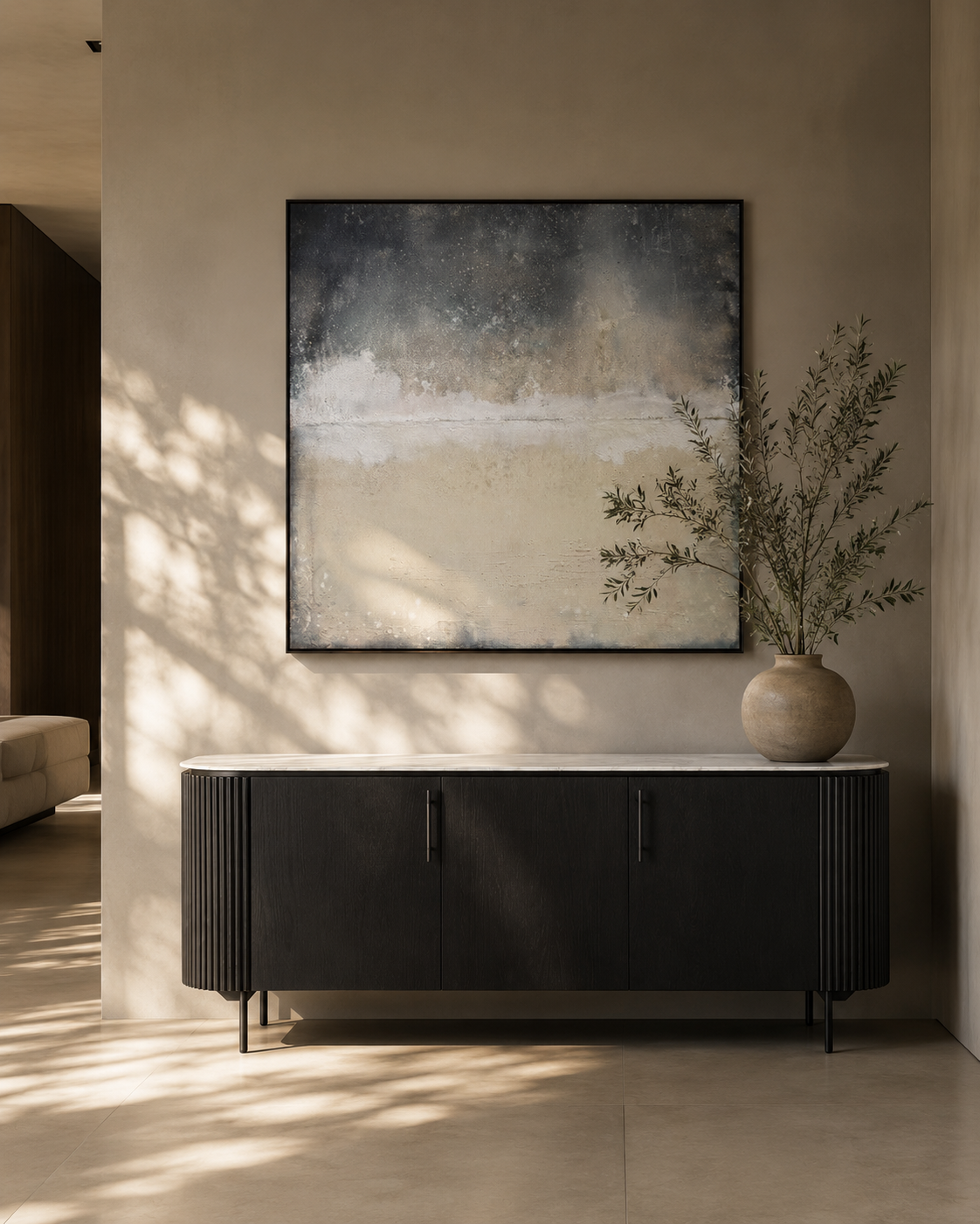 Tommy Franks Tommy Franks Lantine Marble Buffet - Black Oak   Nicholas John Interiors
