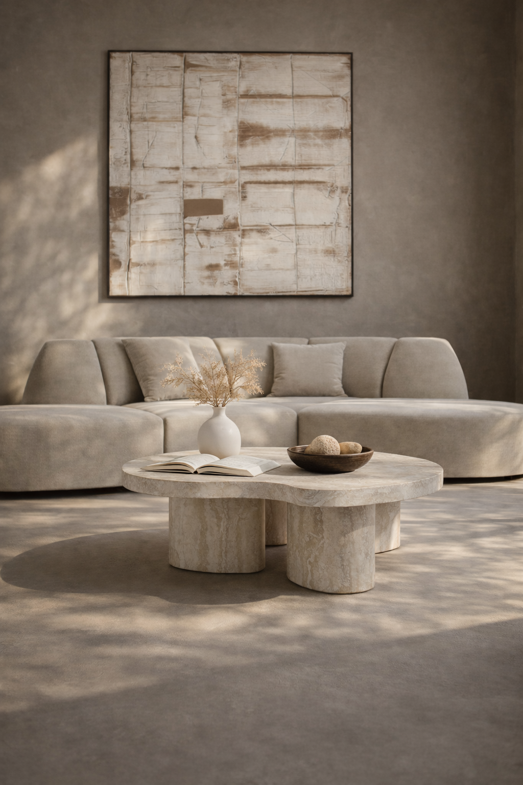 Lilac Coffee Table - Faux Travertine   Nicholas John Interiors