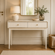 Femelle Cream 2 Drawer Console Dressing Table with Champagne Trim