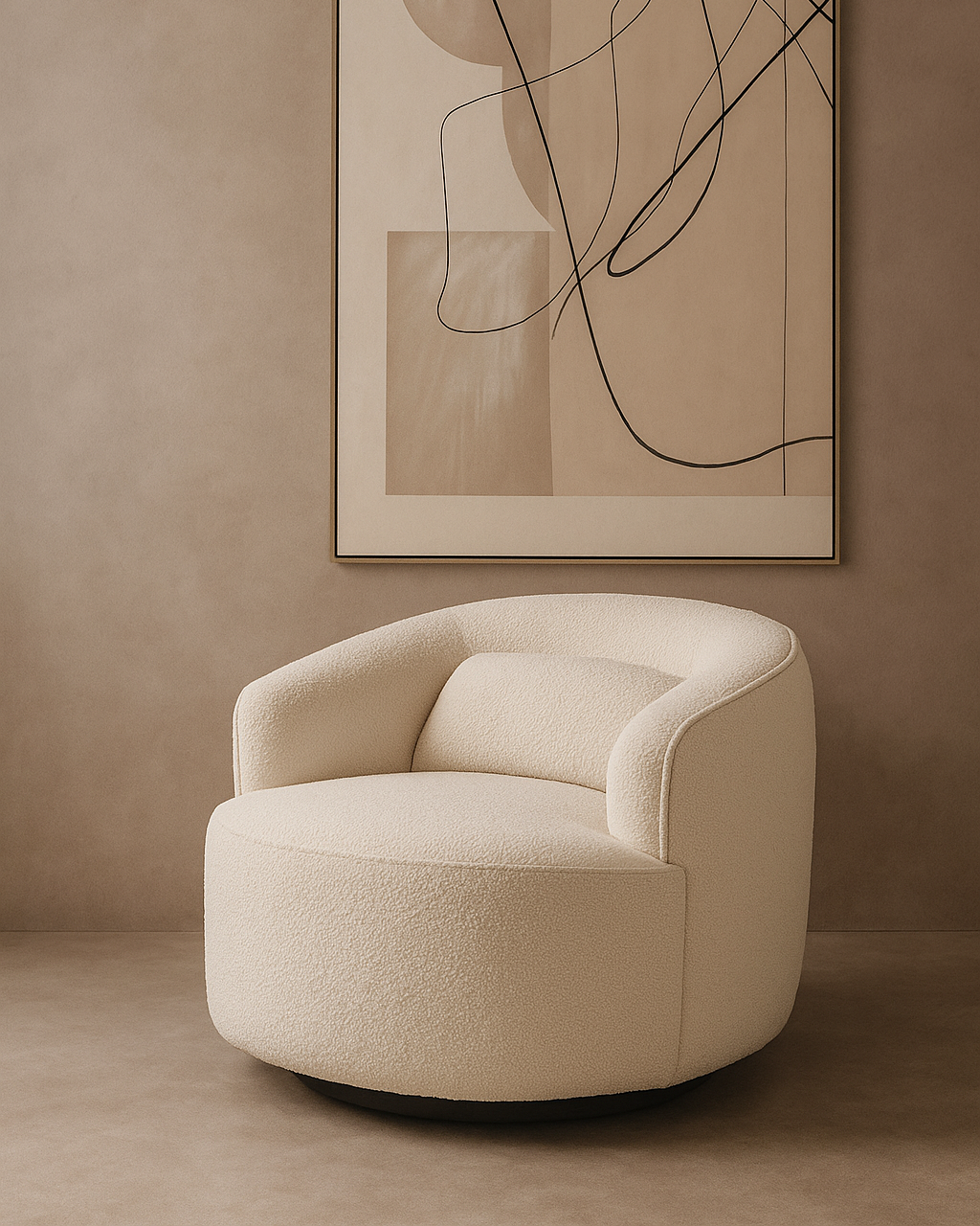 Grace Swivel Chair - Polar Bouclé   Nicholas John Interiors