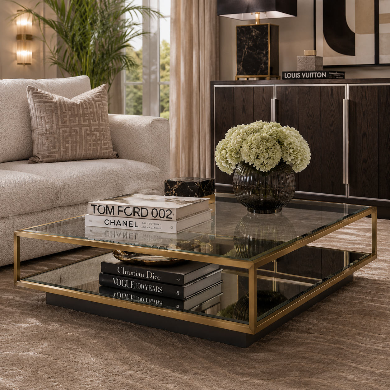 Eichholtz Tortona Large Coffee Table Brushed Brass - CLEARANCE - BRAND NEW BOXED