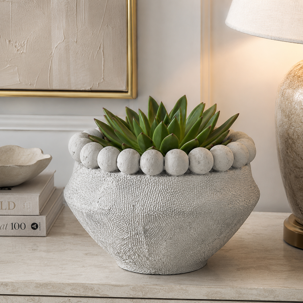 Blanc d’Ivoire Aléo Light Grey Cement Planter Large - CLEARANCE - BRAND NEW BOXED