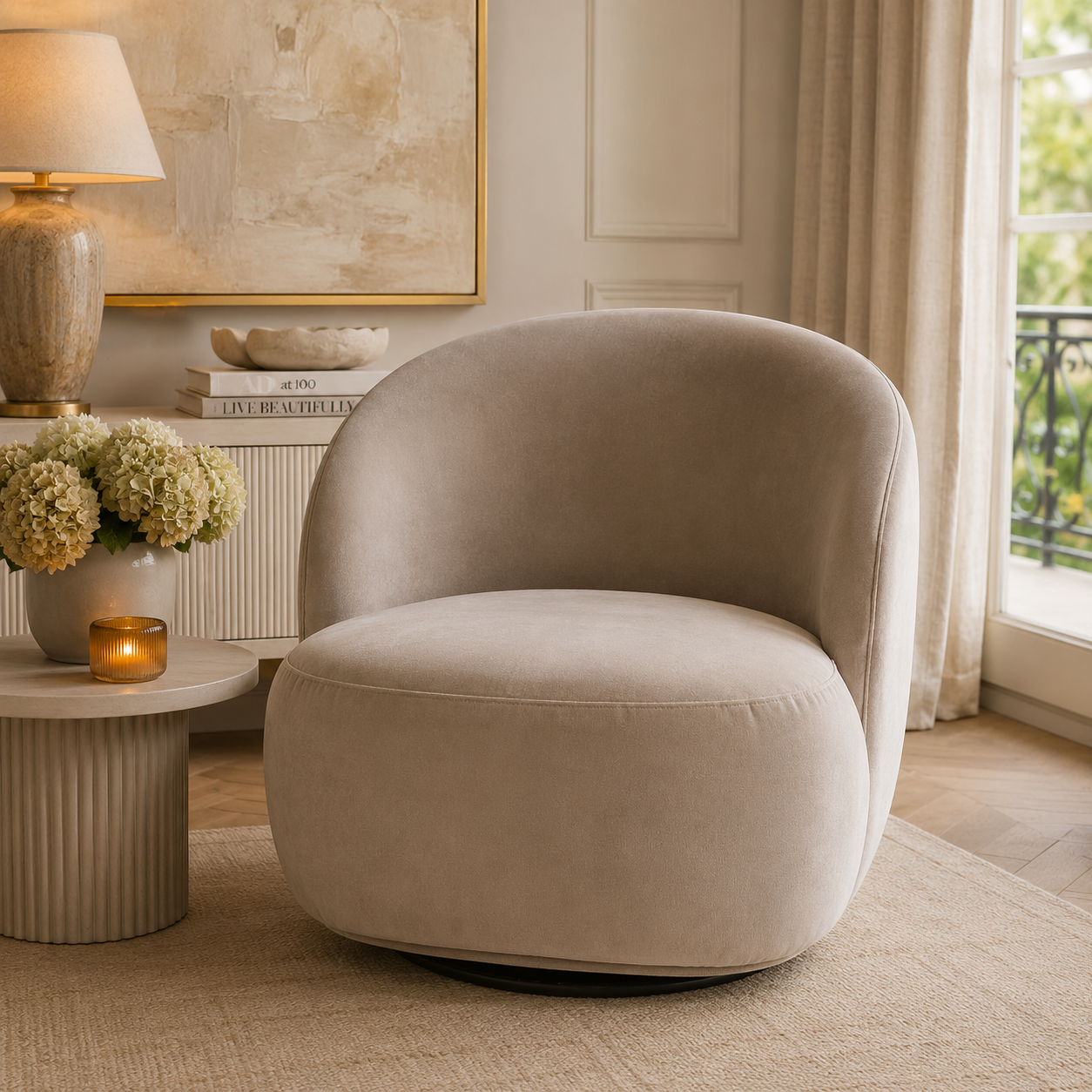 Blanc d’Ivoire Lisette Swivel Armchair - CLEARANCE - BRAND NEW BOXED