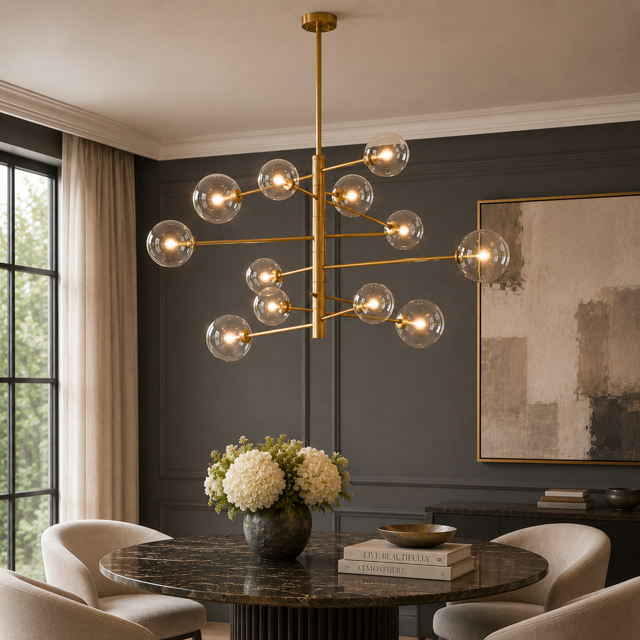 Eichholtz Argento Chandelier in Antique Brass Finish - CLEARANCE - BRAND NEW BOXED